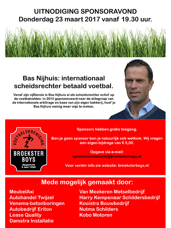 Sponsoravond 8 nov 2016