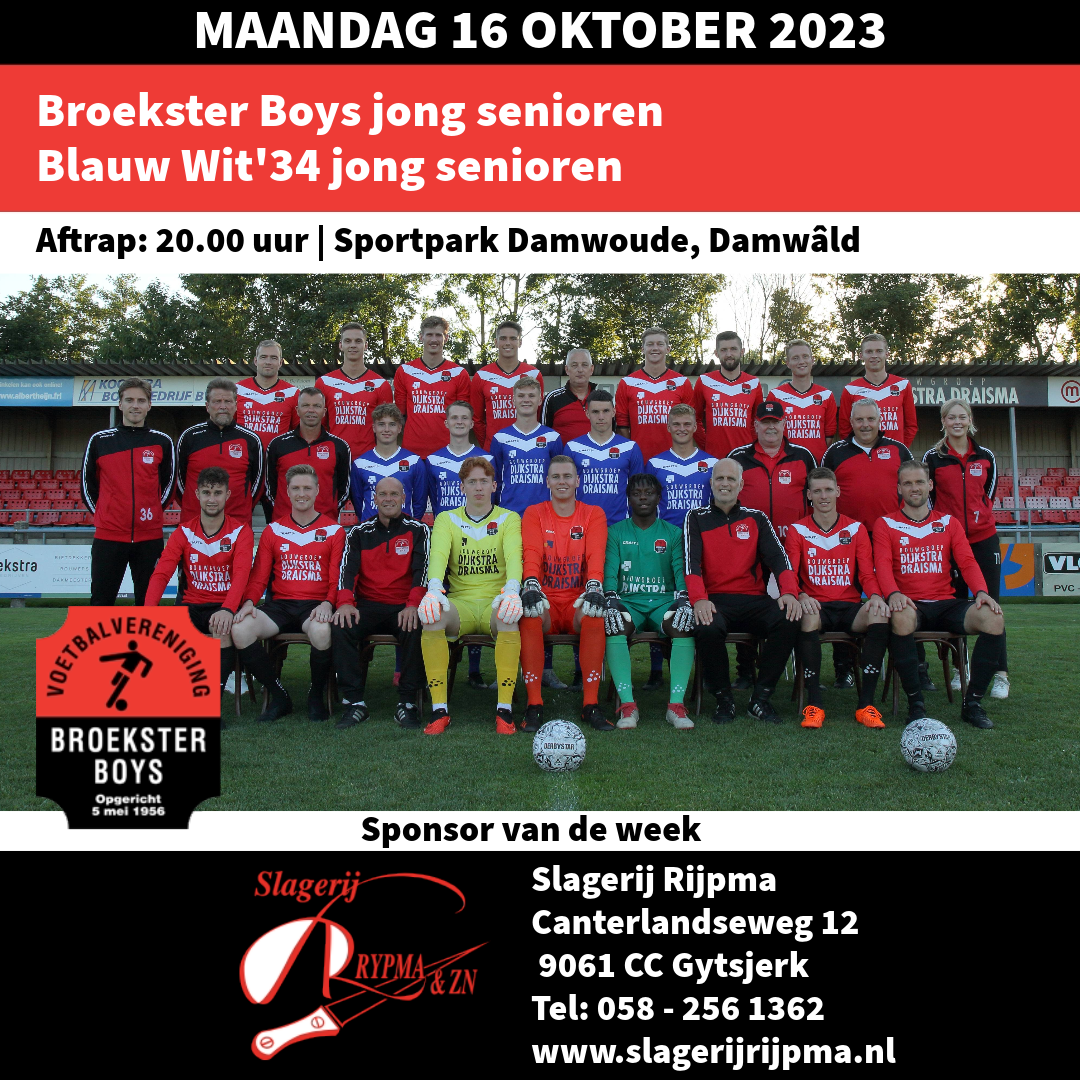 Jong senioren: Broekster Boys - Blauw Wit'34