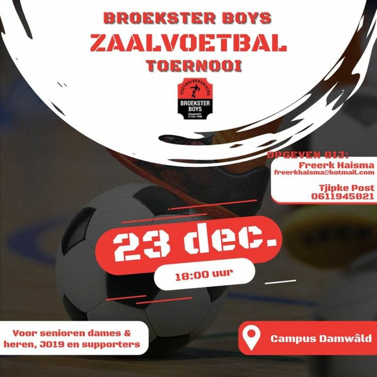 Broekster Boys zaalmixtoernooi – zaterdag 23 december 2023