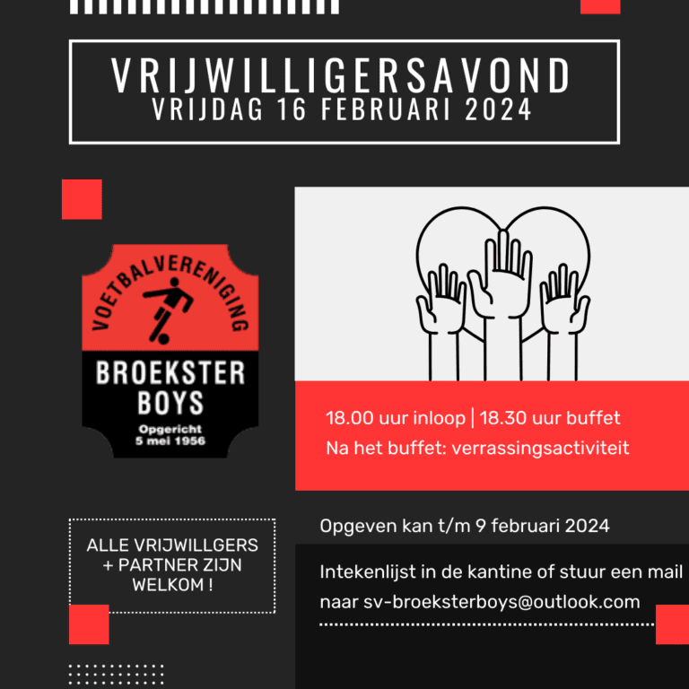 Vrijwilligersavond 16 februari 2024