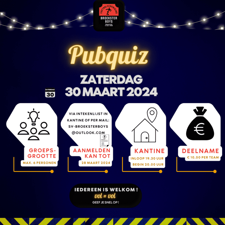 Pubquiz instagram 30 maart 2024 - Broekster Boys