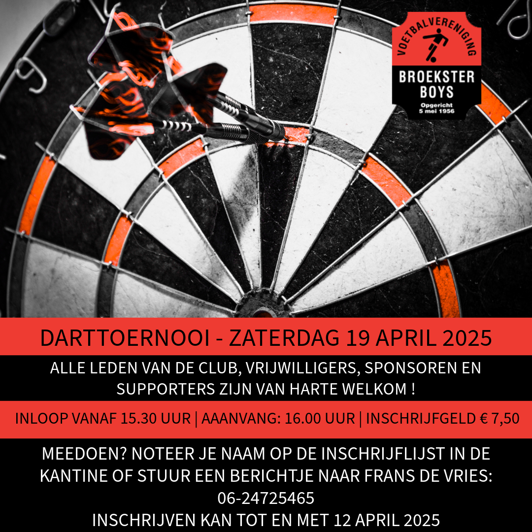Darttoernooi Broekster Boys 19 april 2025