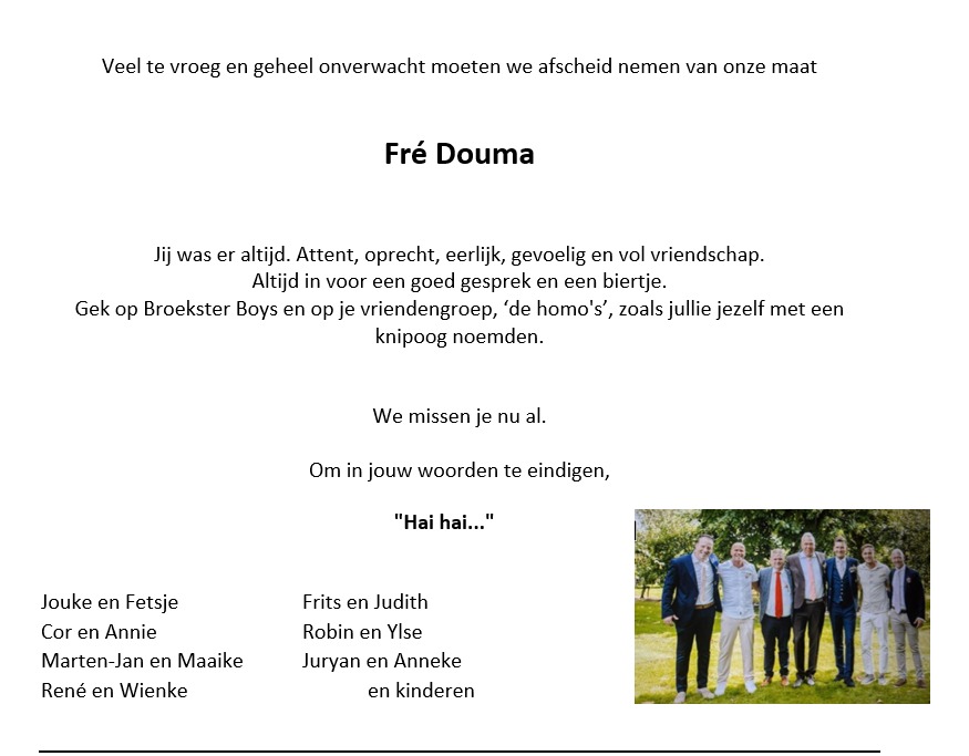 Advertentie vriendengroep 'de homo's'